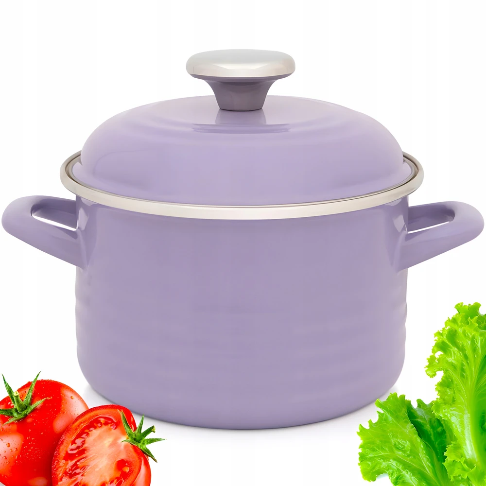 EMALINIS VIRTUVĖS PUODAS 2L 16cm METALAC PURPURINIS SU DANGIU DUJŲ INDUKCIJA