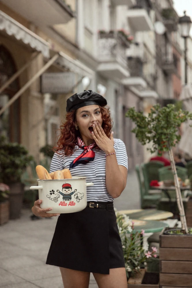 Emalio puodas Emalia Pleszew Allo 18 cm 3L baltas indukcijai