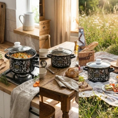 Emalio puodas Emalia Pleszew Kitchen Juodas 18 cm 3L dujų indukcija
