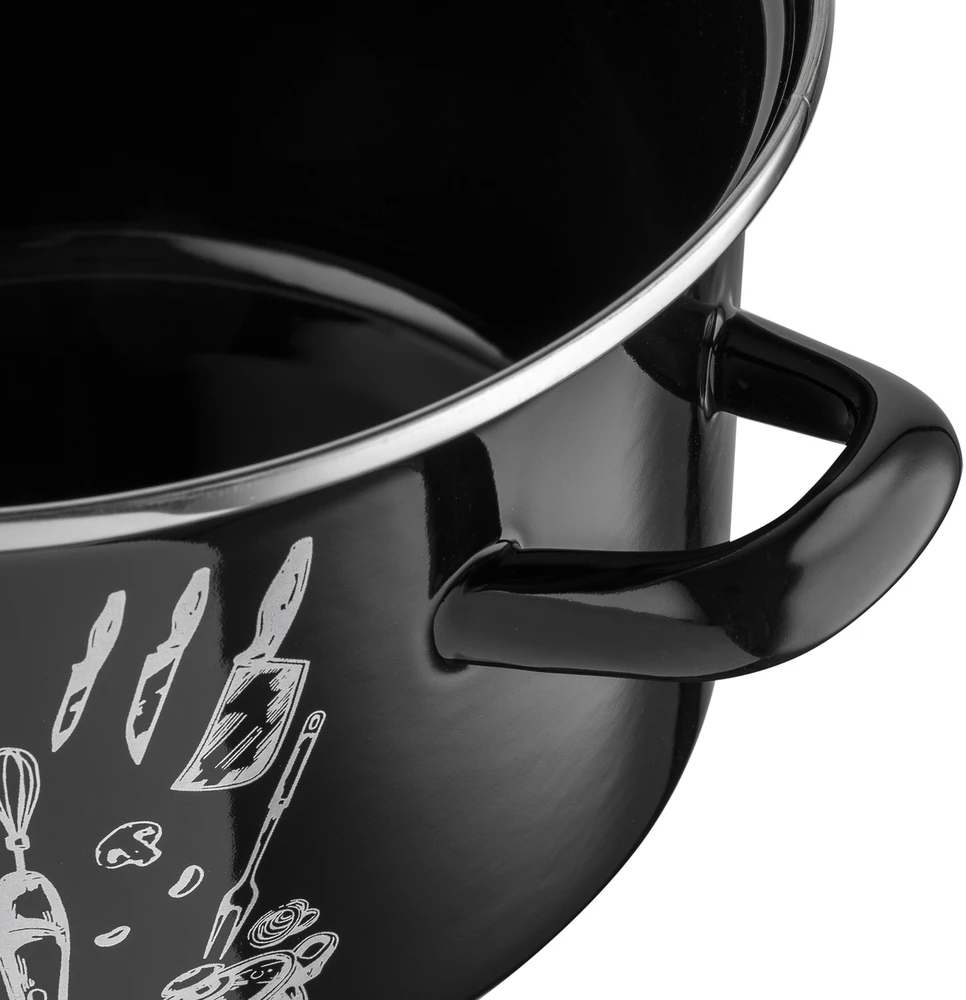 Emalio puodas Emalia Pleszew Kitchen Juodas 18 cm 3L dujų indukcija