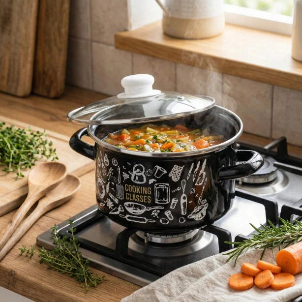 Emalio puodas Emalia Pleszew Kitchen Juodas 18 cm 3L dujų indukcija