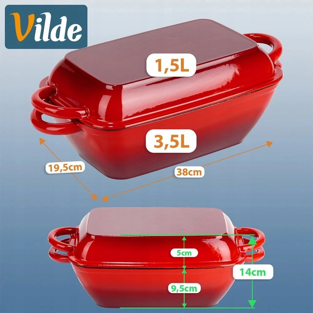Emaliuota ketaus kepimo indas 2in1 LIETUMAS EMALIS 3,5 / 1,5 l