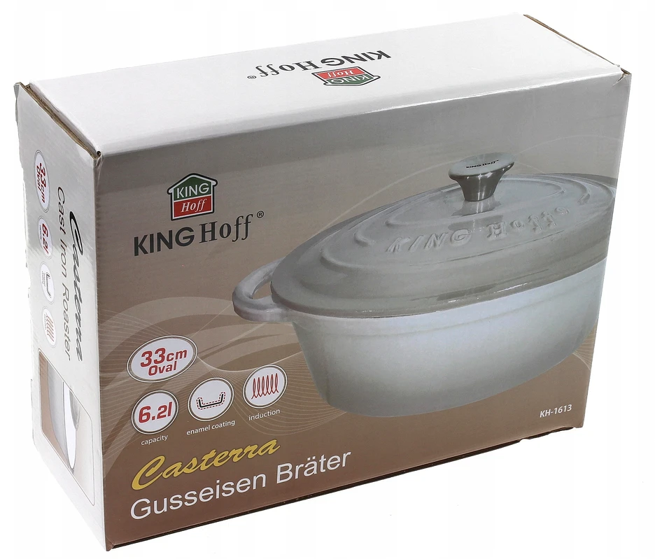 King Hoff Brytfanka Kepimo skarda 6,2 l, pilkojo ketaus, „Kinghoff“