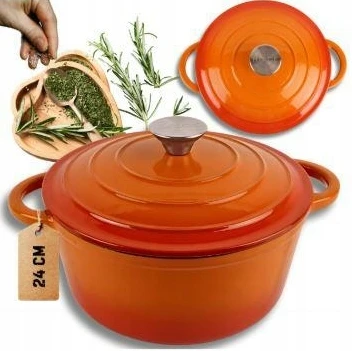 Emaliuotas ketaus puodas 24cm oranžinis HAGE