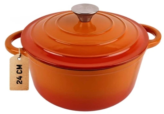 Emaliuotas ketaus puodas 24cm oranžinis HAGE