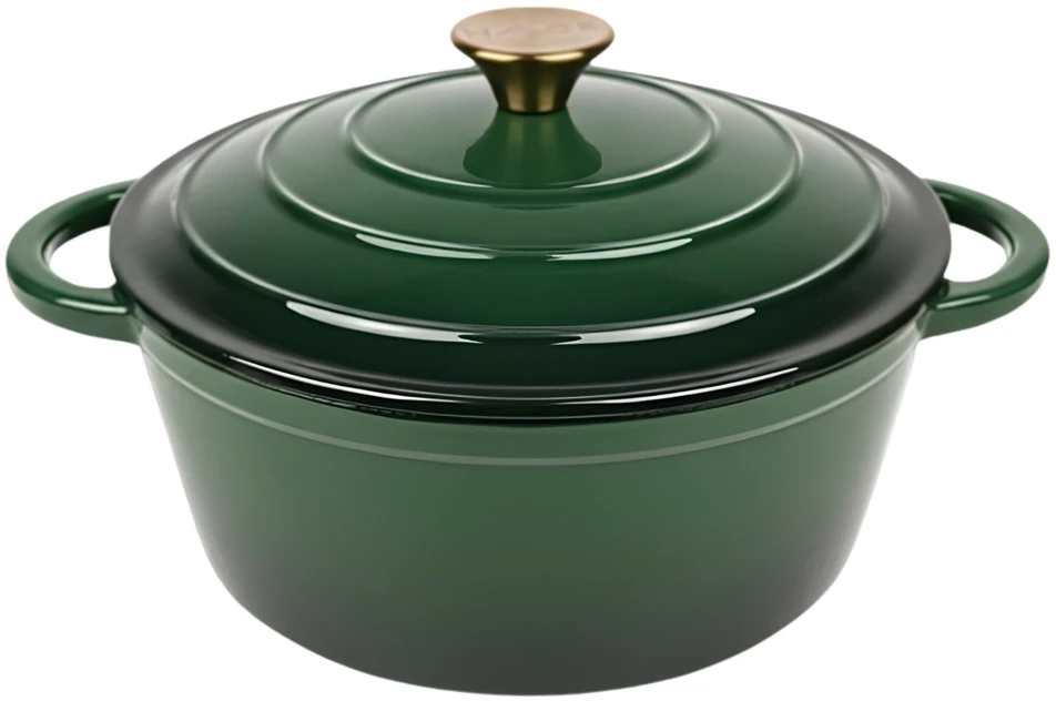 Atusa Emaliuotas ketaus puodas HAGE 4L 24 cm butelis žalias Dujų indukcinis grilis