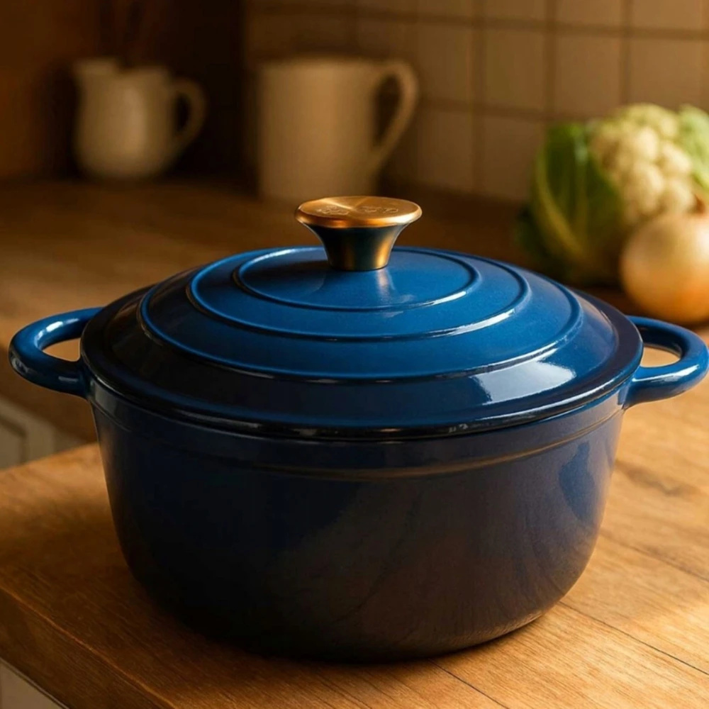Emaliuotas ketaus puodas HAGE 4L 24 cm Mėlyna Gas Ceramics Indukcija