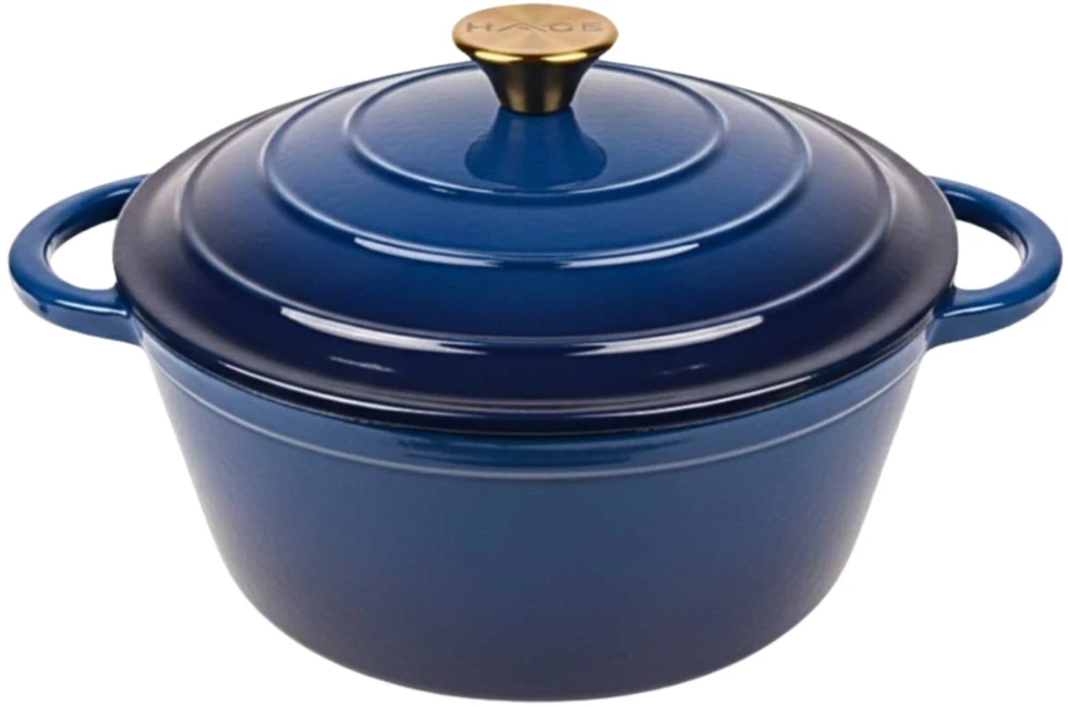 Emaliuotas ketaus puodas HAGE 4L 24 cm Mėlyna Gas Ceramics Indukcija