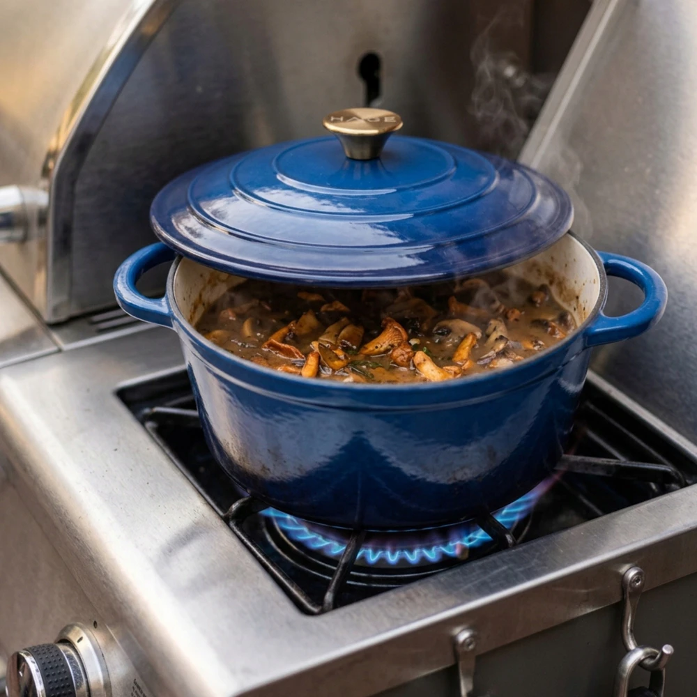 Emaliuotas ketaus puodas HAGE 4L 24 cm Mėlyna Gas Ceramics Indukcija