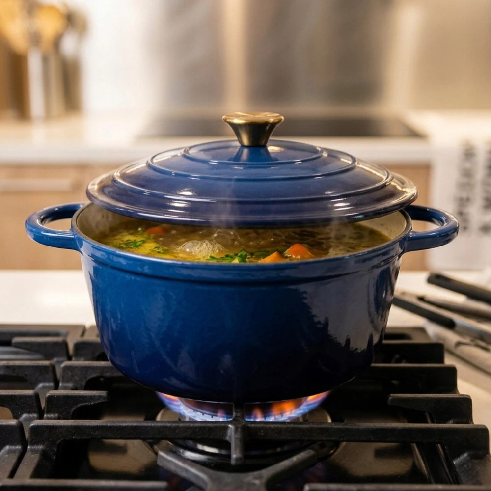 Emaliuotas ketaus puodas HAGE 4L 24 cm Mėlyna Gas Ceramics Indukcija