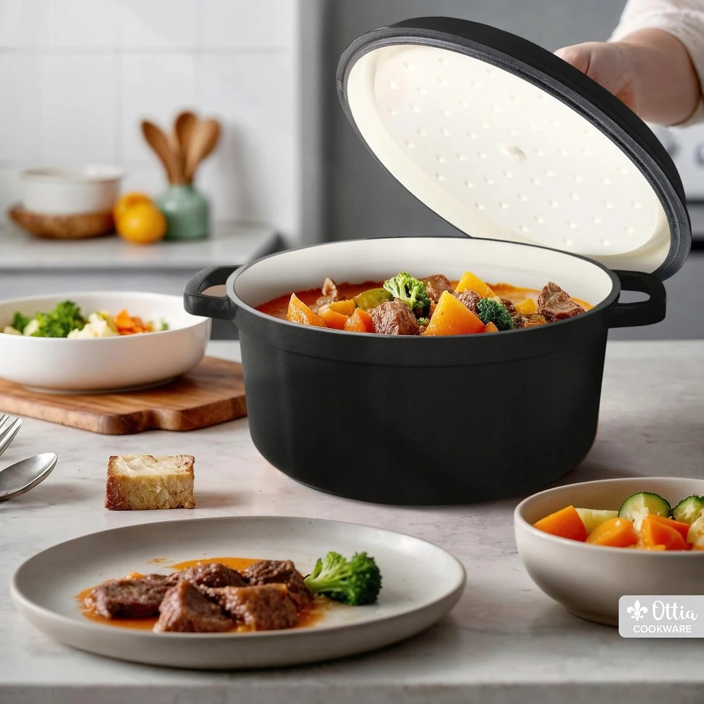 Emaliuotas ketaus puodas, žąsų kepsnys INDUKCIJAI, duonai, 5l, 26 cm