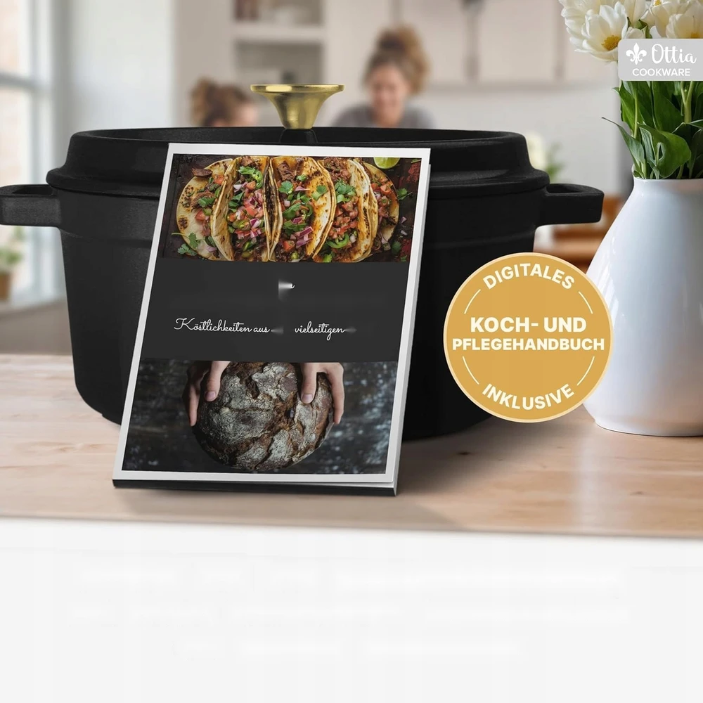 Emaliuotas ketaus puodas, žąsų kepsnys INDUKCIJAI, duonai, 5l, 26 cm
