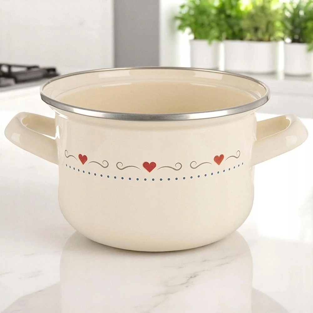 Orion Katinimo katilas 16 cm, 1,4 l - Emaliuotas kremas - Universalus