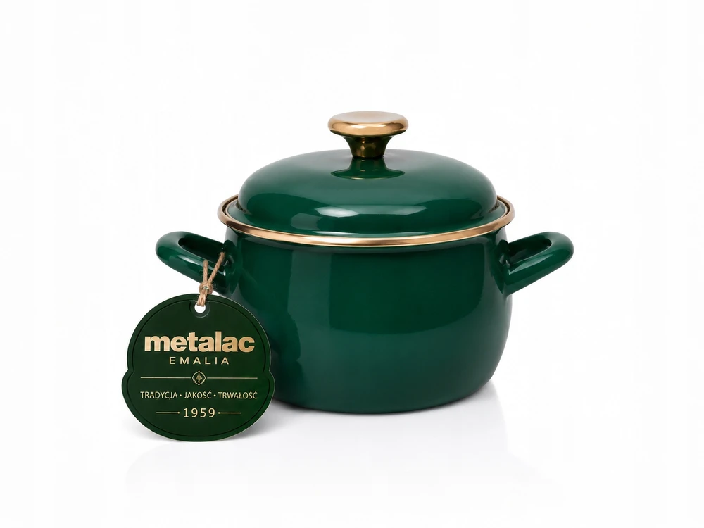 Emaliuotas puodas, 16 cm, su dangteliu, Metalac dujų indukcija, 2,2L