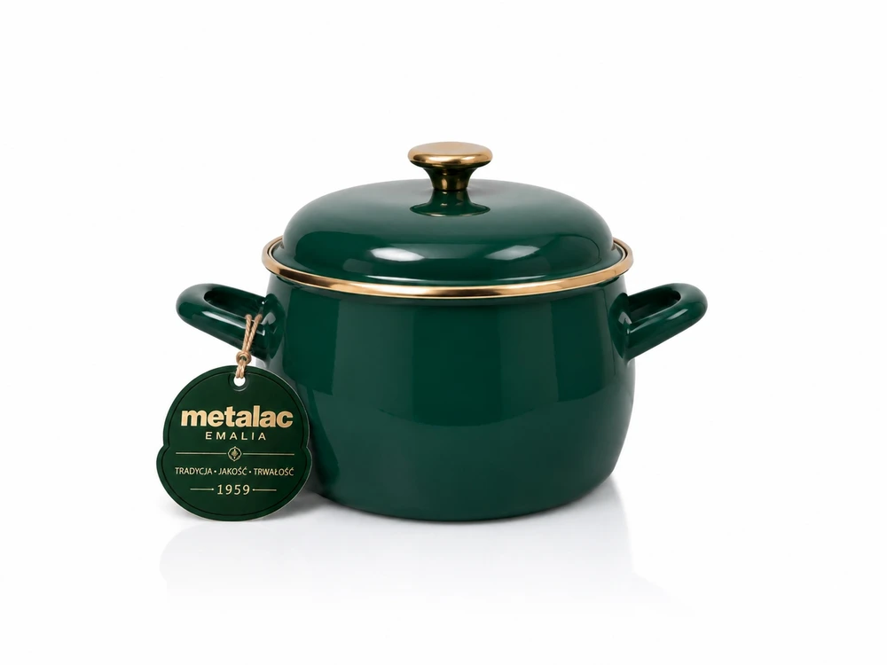 Emaliuotas puodas 20 cm su dangteliu, Metalac dujų indukcija, 4,2L