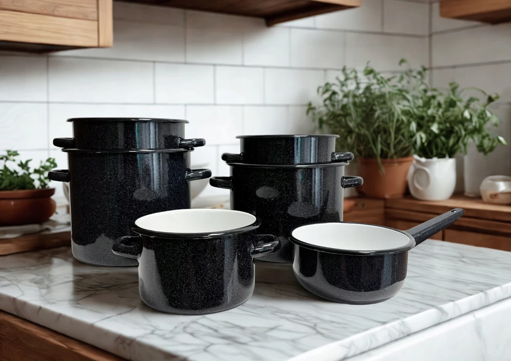 Emaliuotas puodas 2L 16cm Indukcinės dujos Dideli konservai Sriuba Igmar Granite