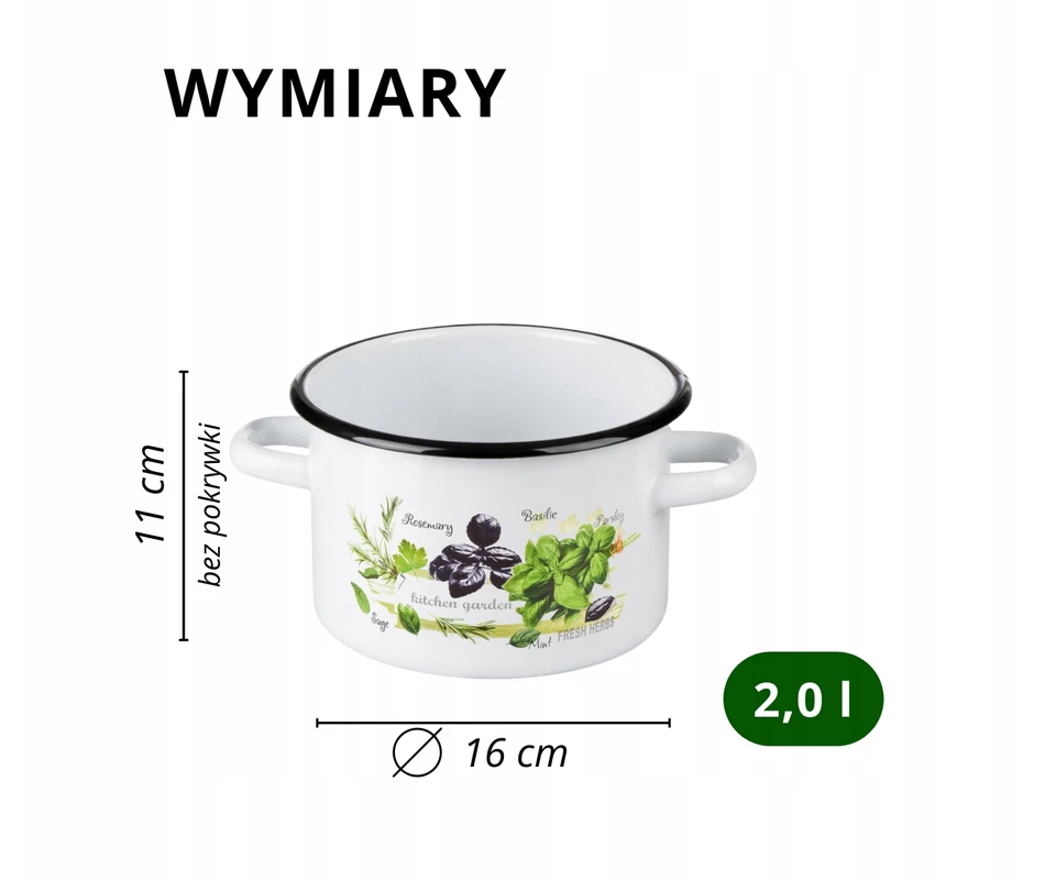 Emaliuotas puodas 2L 16cm Indukcinės dujos Dideli konservai Igmar žolelių sriuba