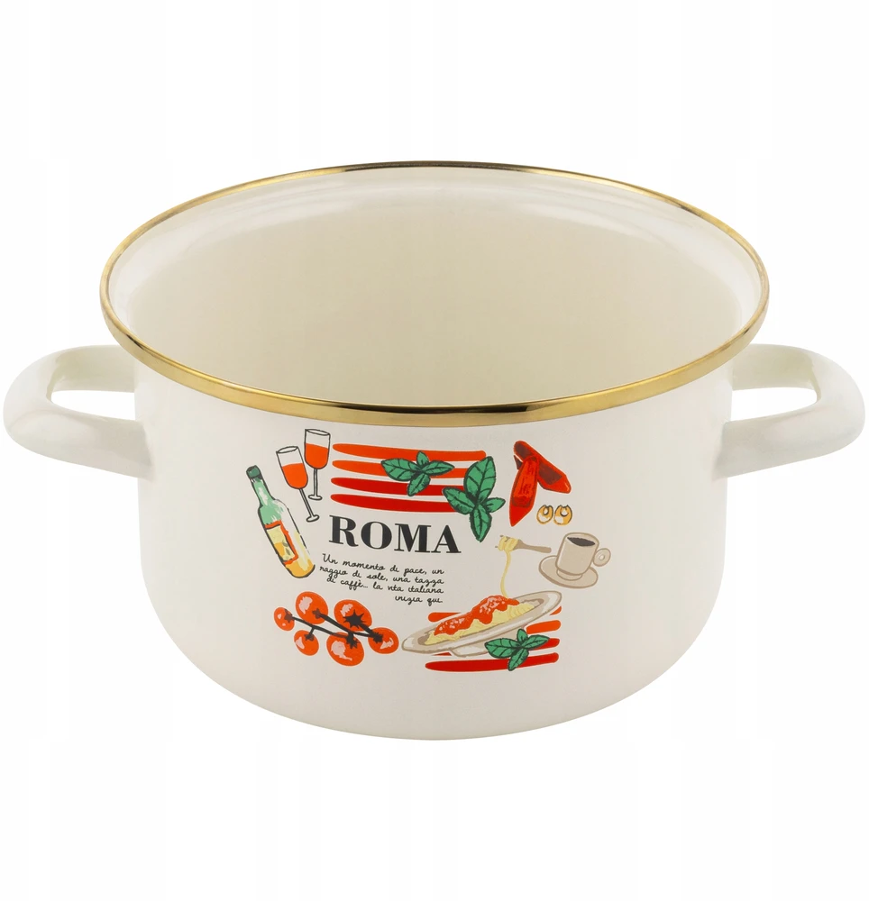 Emaliuotas puodas 2L 16cm ROMANO Emalia Pleszew indukcinės tradicinės dujos