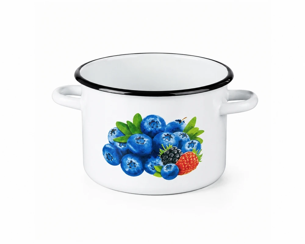 Emaliuotas puodas 5L 22cm Indukcinės dujos Dideli konservai Sriuba Igmar Blueberry