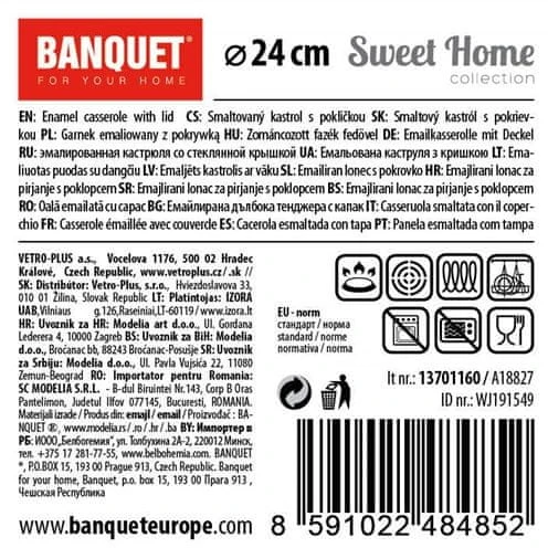 Emaliuotas puodas Banquet Sweet Home 3,7l, 24cm su dangčiu