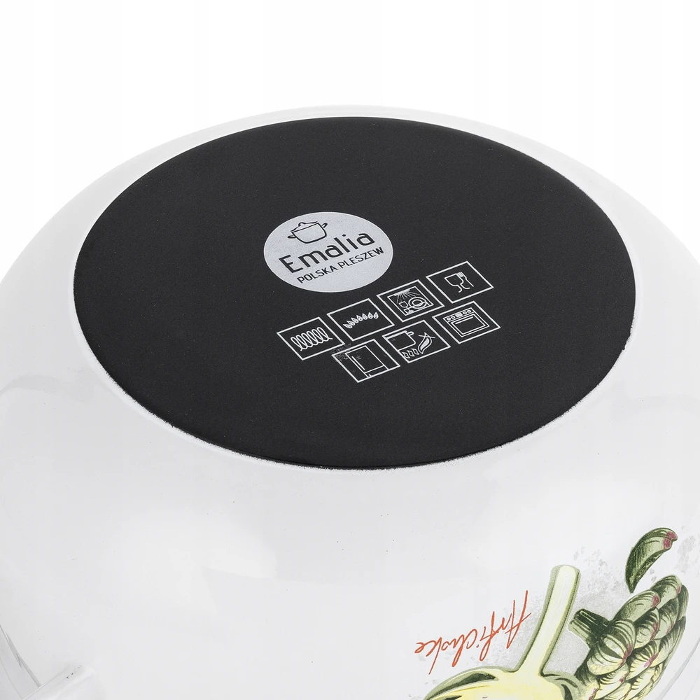 Emaliuotas puodas Emalia Pleszew Arti 16 cm 2L baltas, dujų indukcija