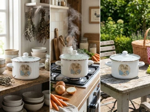 Emaliuotas puodas Emalia Pleszew Kogut 20 cm 4,2L su dangteliu dujų indukcija