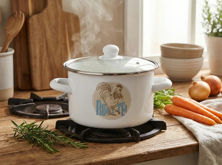 Emaliuotas puodas Emalia Pleszew Kogut 20 cm 4,2L su dangteliu dujų indukcija