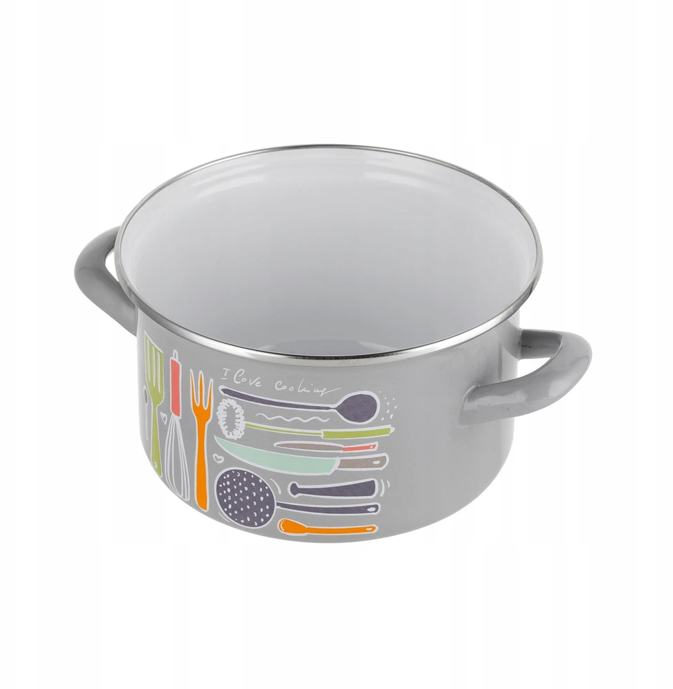 Emaliuotas puodas Emalia Pleszew Staffio 18 cm 2,6L su dangteliu, indukcinis