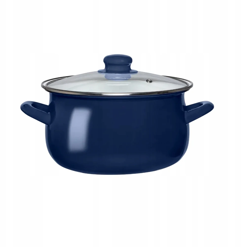 Emaliuotas puodas, indukcinis, dujinis, stiklinis dangtis, Altom Design, tamsiai mėlynas, 1,9 l