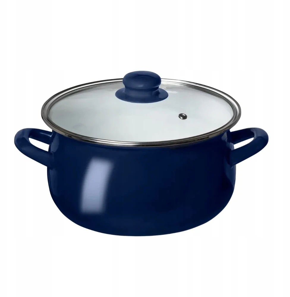 Emaliuotas puodas, indukcinis, dujinis, stiklinis dangtis, Altom Design, tamsiai mėlynas, 1,9 l