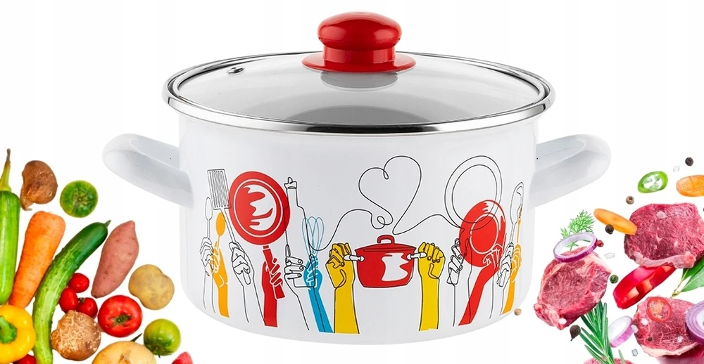 Emaliuotas puodas Lenkiškas pleszew 18 cm 2,6L sriubų virimui virtuvės vakarienei