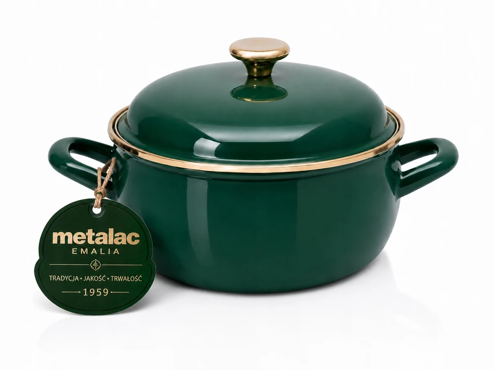 Mondex Emaliuotas puodas Metalac 2,9 l, 20 cm, tamsiai žalias