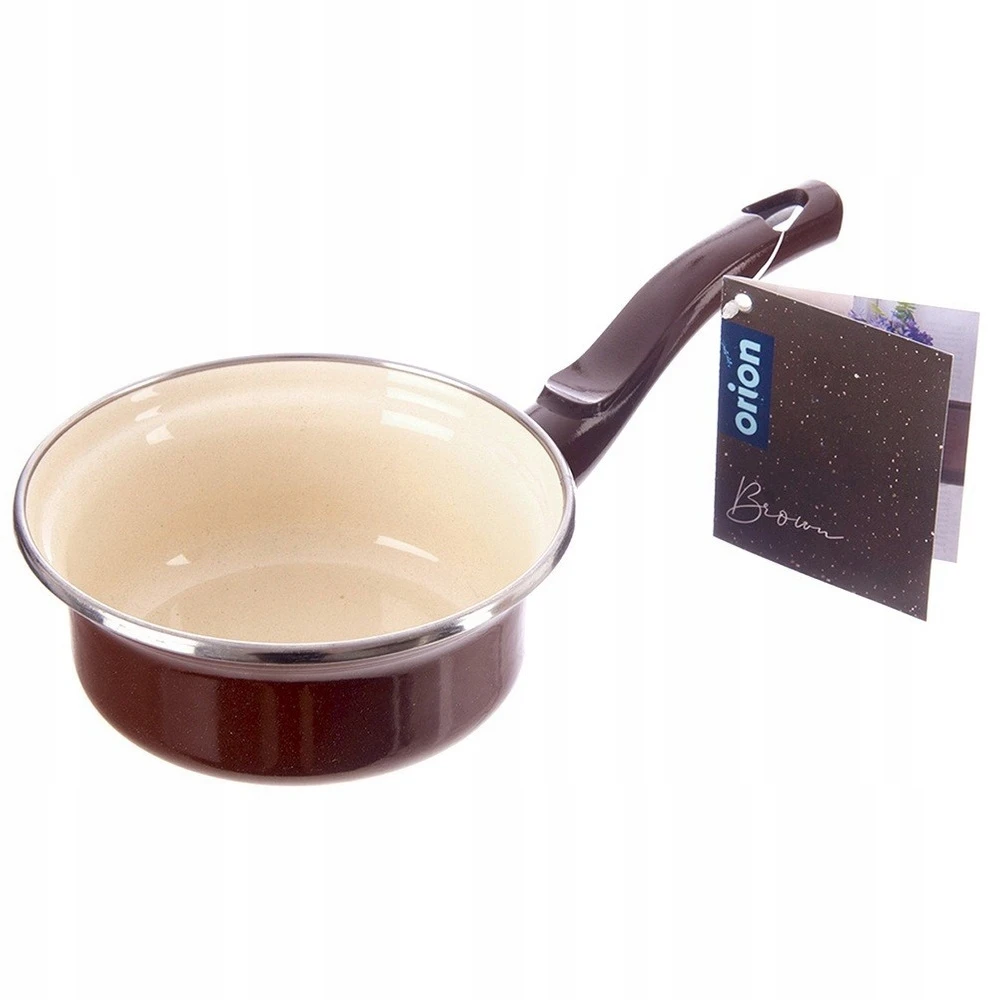 Emaliuotas puodas, puodas ilga rankena, tradicinis, 12 cm, 350 ml