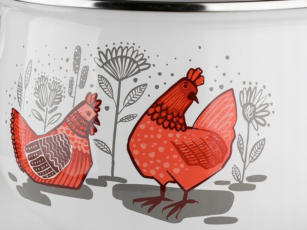 Emaliuotas puodas Pyza Rubinka Emalia Pleszew 20 cm 4L baltos indukcinės dujos