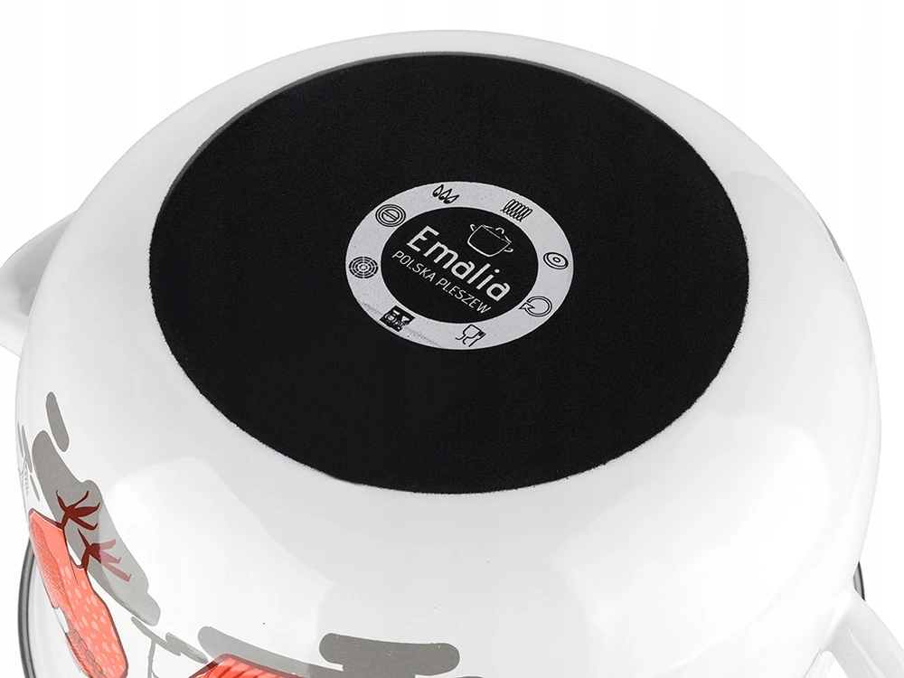 Emaliuotas puodas Pyza Rubinka Emalia Pleszew 20 cm 4L baltos indukcinės dujos