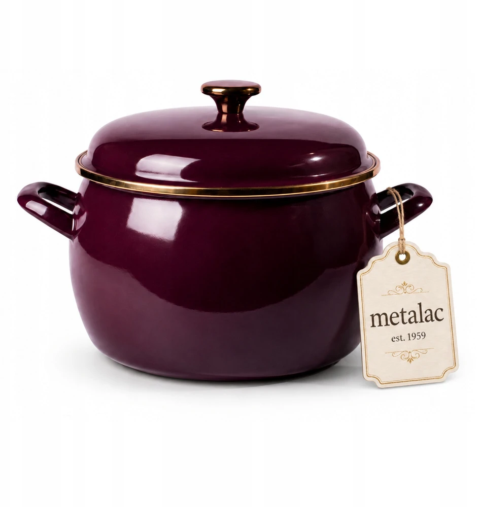 Emaliuotas puodas su dangčiu 24cm 7,5L indukcinės dujos Metalac Bordo Princ