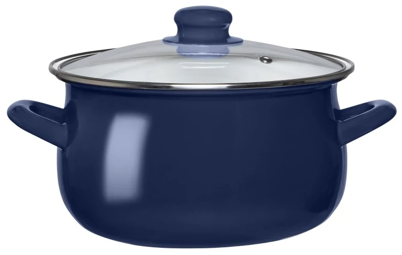 Emaliuotas puodas su dangteliu, Altom Design indukcinis puodas, tamsiai mėlynas, 1,3l