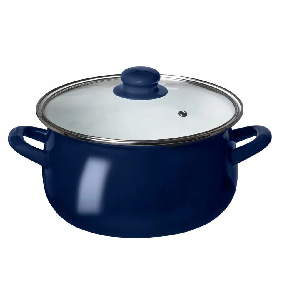 Emaliuotas puodas su dangteliu, dujų indukcija, 20 cm, Altom Design, tamsiai mėlyna, 2,7 l