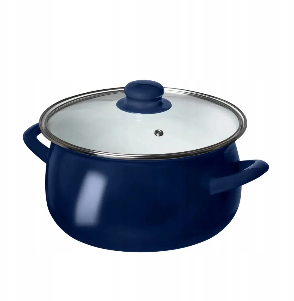 Emaliuotas puodas su dangteliu, dujų indukcija, 20 cm, Altom Design, tamsiai mėlyna, 2,7 l