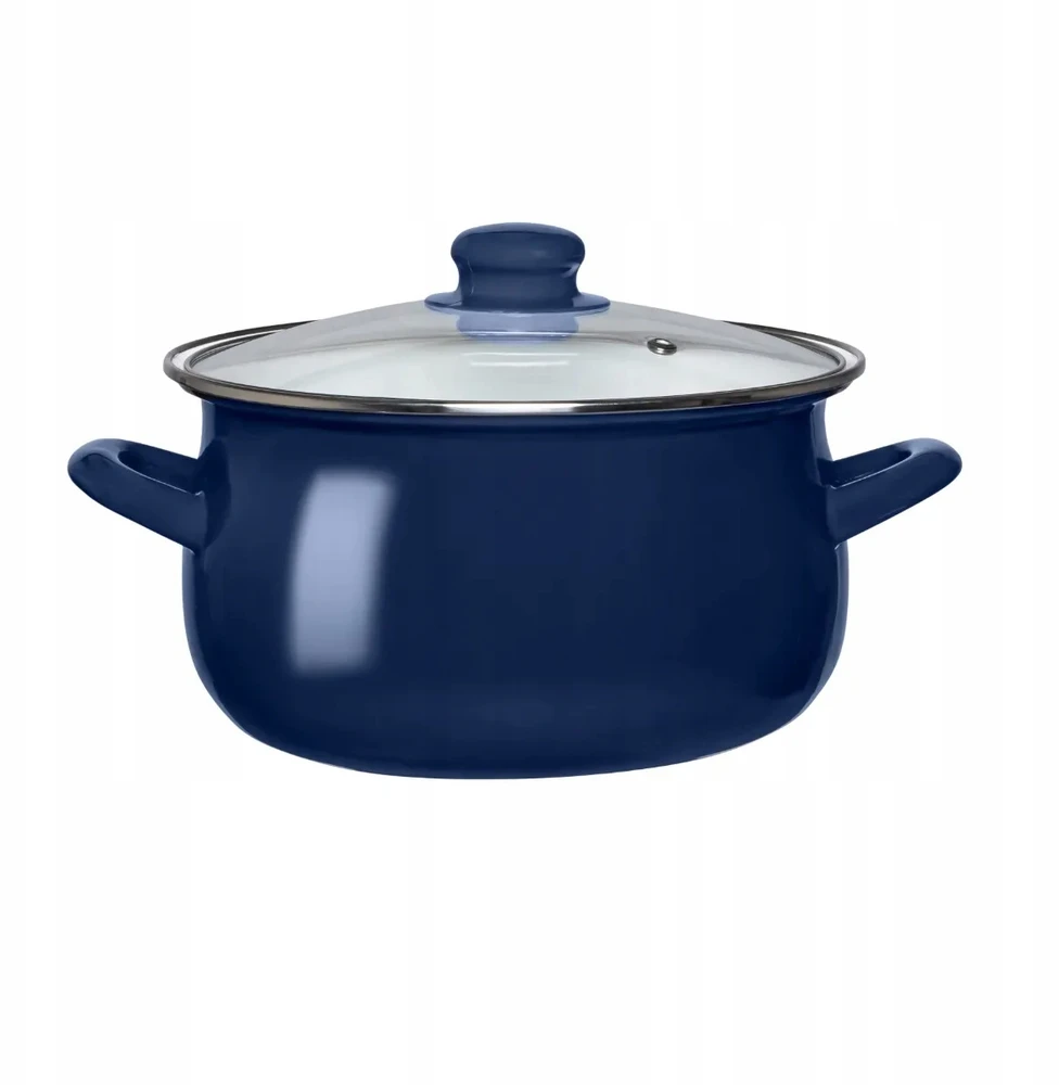 Emaliuotas puodas su dangteliu, dujų indukcija, 20 cm, Altom Design, tamsiai mėlyna, 2,7 l