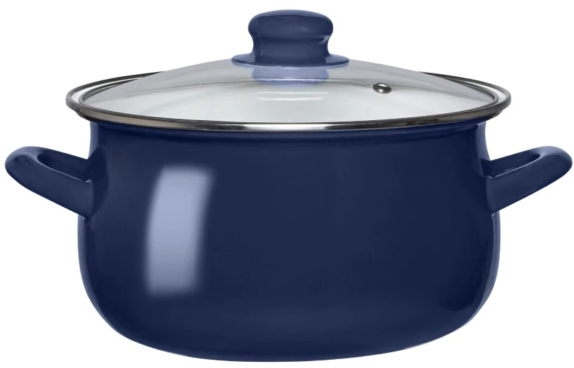 Emaliuotas puodas su dangteliu, dujų indukcija, 20 cm, Altom Design, tamsiai mėlyna, 2,7 l
