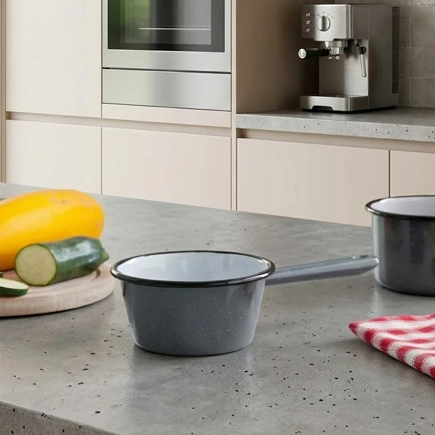 Altom Design Emaliuotas puodas su rankena, indukcinis puodas, Silesia, pilkai dėmėtas, 0,45l