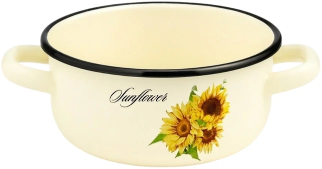 Emaliuotas puodas su rankenomis Puodas 1,5 L 16 cm Indukcinės dujos Igmar Sunflower