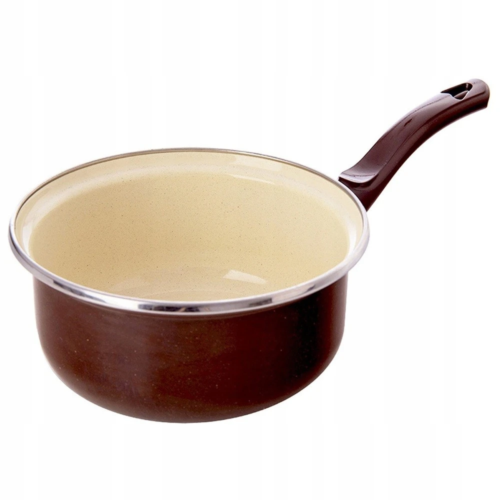 Emaliuotas puodas, tradicinis puodas ilga rankena, 16 cm, 1L