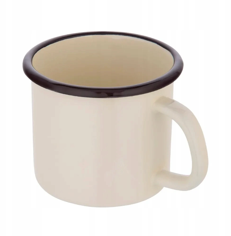 Emaliuotas puodelis Silesia 9 cm, 0.45 L, kremas