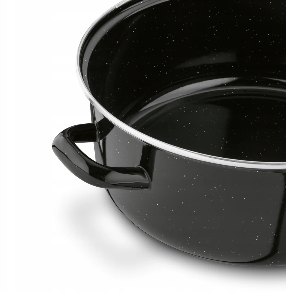 Emaliuotas PUODŽIO DANGIS DUJINĖ KROSTELĖ Žema RETRO Tadar 6L 28cm