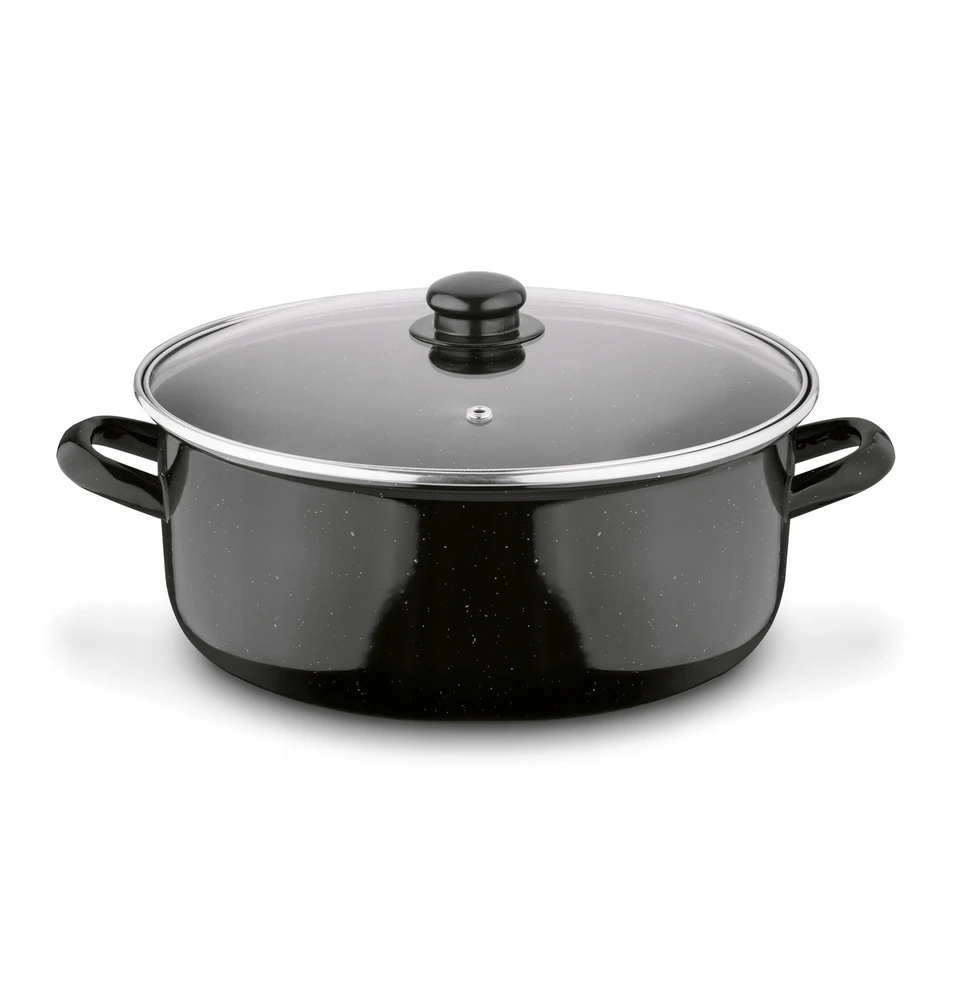 Emaliuotas PUODŽIO DANGIS DUJINĖ KROSTELĖ Žema RETRO Tadar 6L 28cm