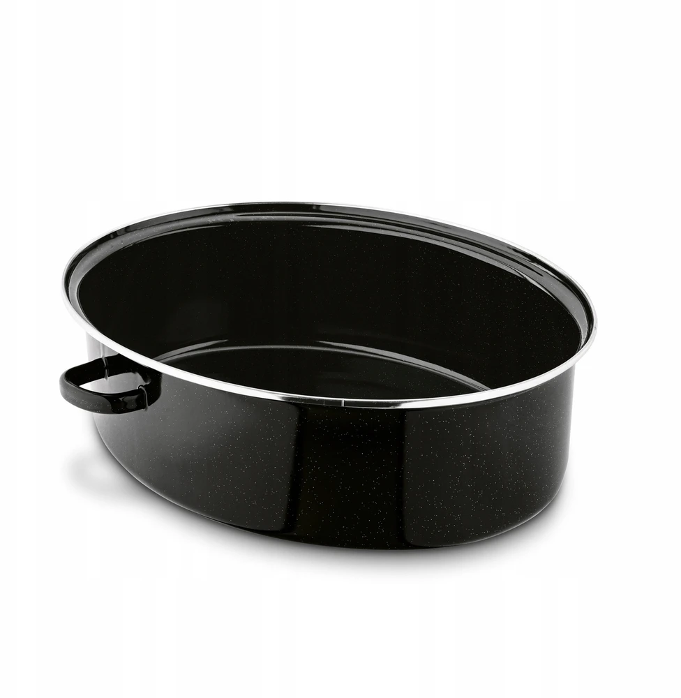 Tadar Emaliuotas ovalus kepimo indas su plieniniu apvadu ir grotelėmis, didelis 42 cm, gilus dangtis kepimui, tinkamas indukcijai, emaliuotas troškintuvas, ovali grilio keptuvė, troškinimo indas