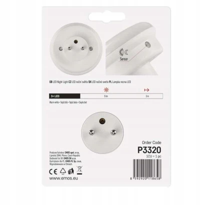 Emos LED naktinė lemputė į lizdą 230V su prieblandos jutikliu P3320