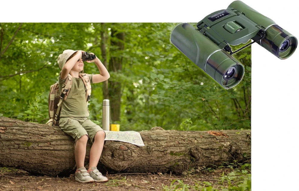Enido 8x21 BINOKULIAI DIENINIAI NAKTINIS STIKLAS VAIKAMS + DĖKLAS